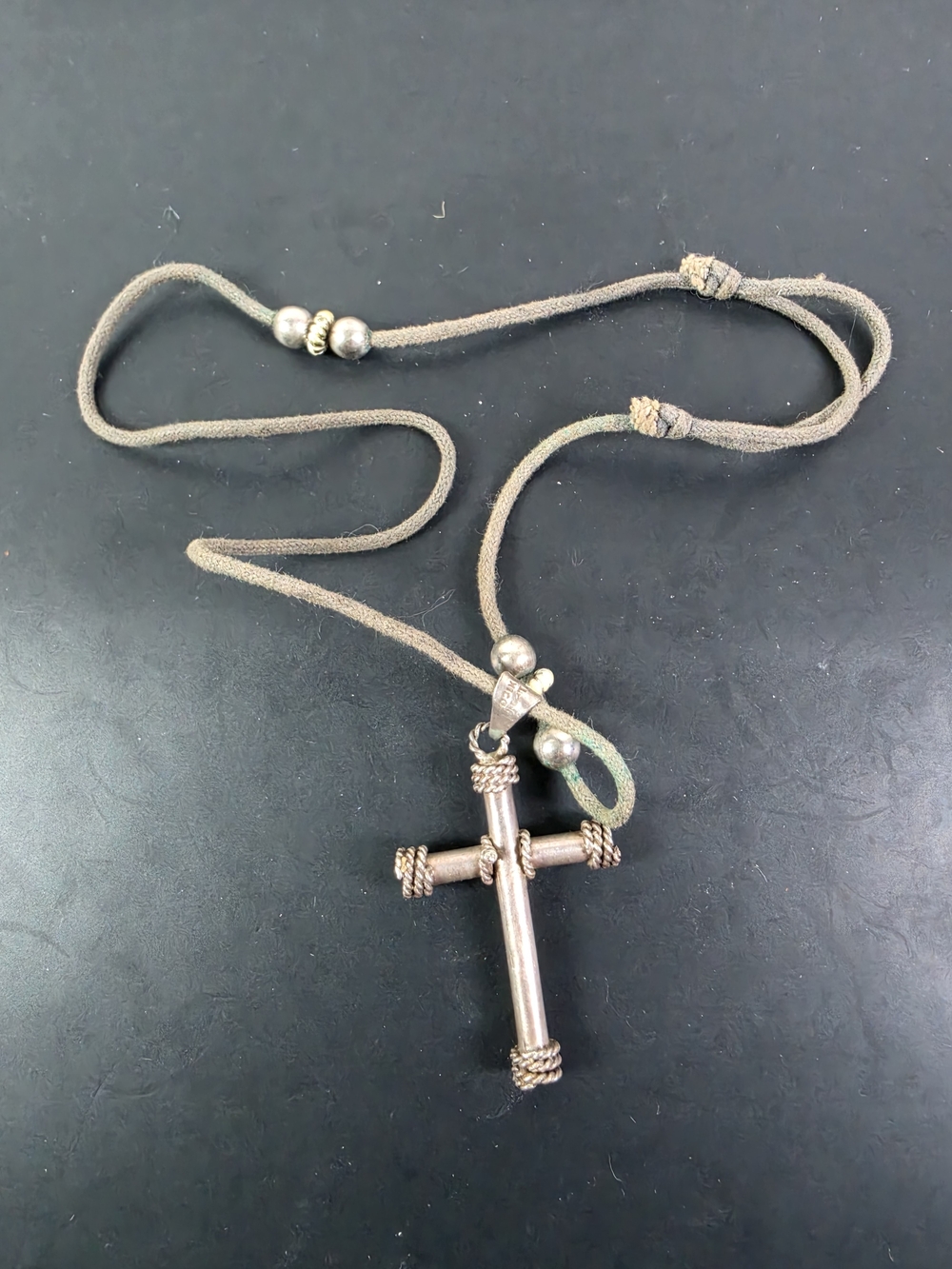 Men's Brown Cross Pendant Necklace - Casual Rope Chain